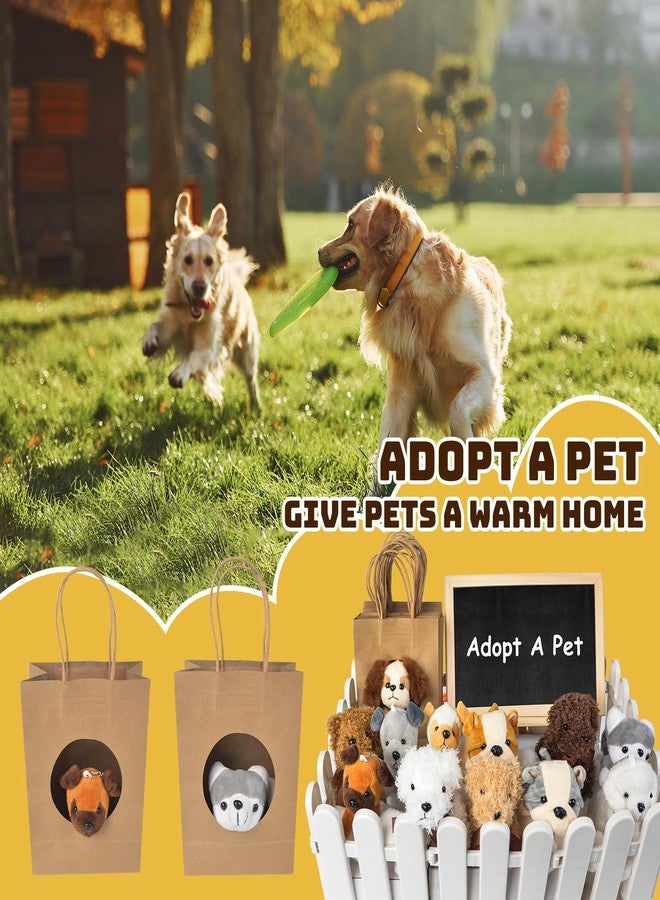 letesult 36Pcs Adopt A Puppy Party Favors, Mini Stuffed Animals Adopt A Dog Set Includes 12 Stuffed Dogs 12 Kraft Paper Bags 10 White Plastic Fence Mini Chalkboard & Chalk Marker for Adopt A Pet Party - Image 4
